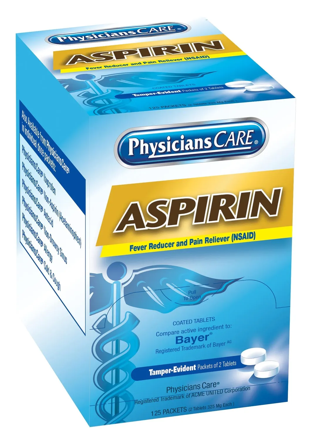 First Aid Only PhysiciansCare Aspirin 325 mg smertetabletter 125x2 stk