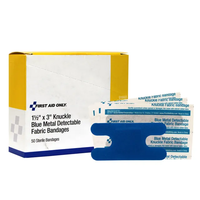 First Aid Only knokplaster blå metall 50 stk stoff