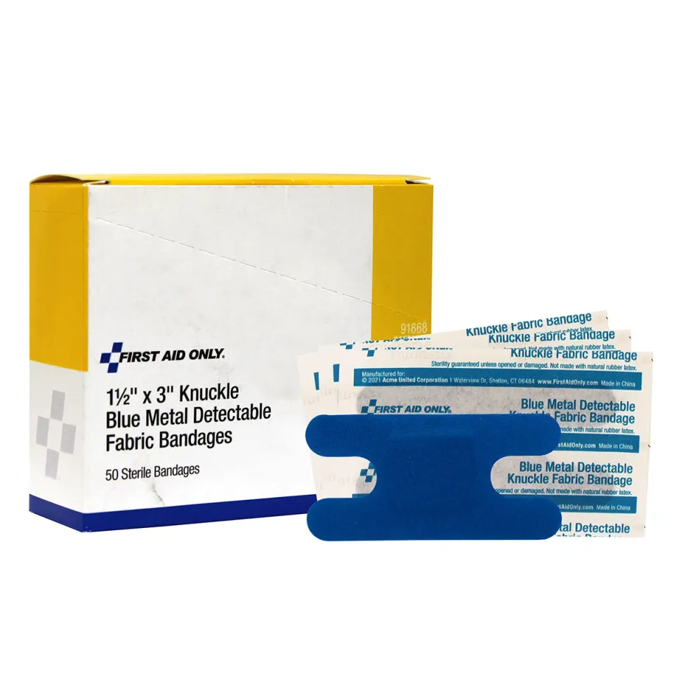 First Aid Only knokplaster blå metall 50 stk stoff