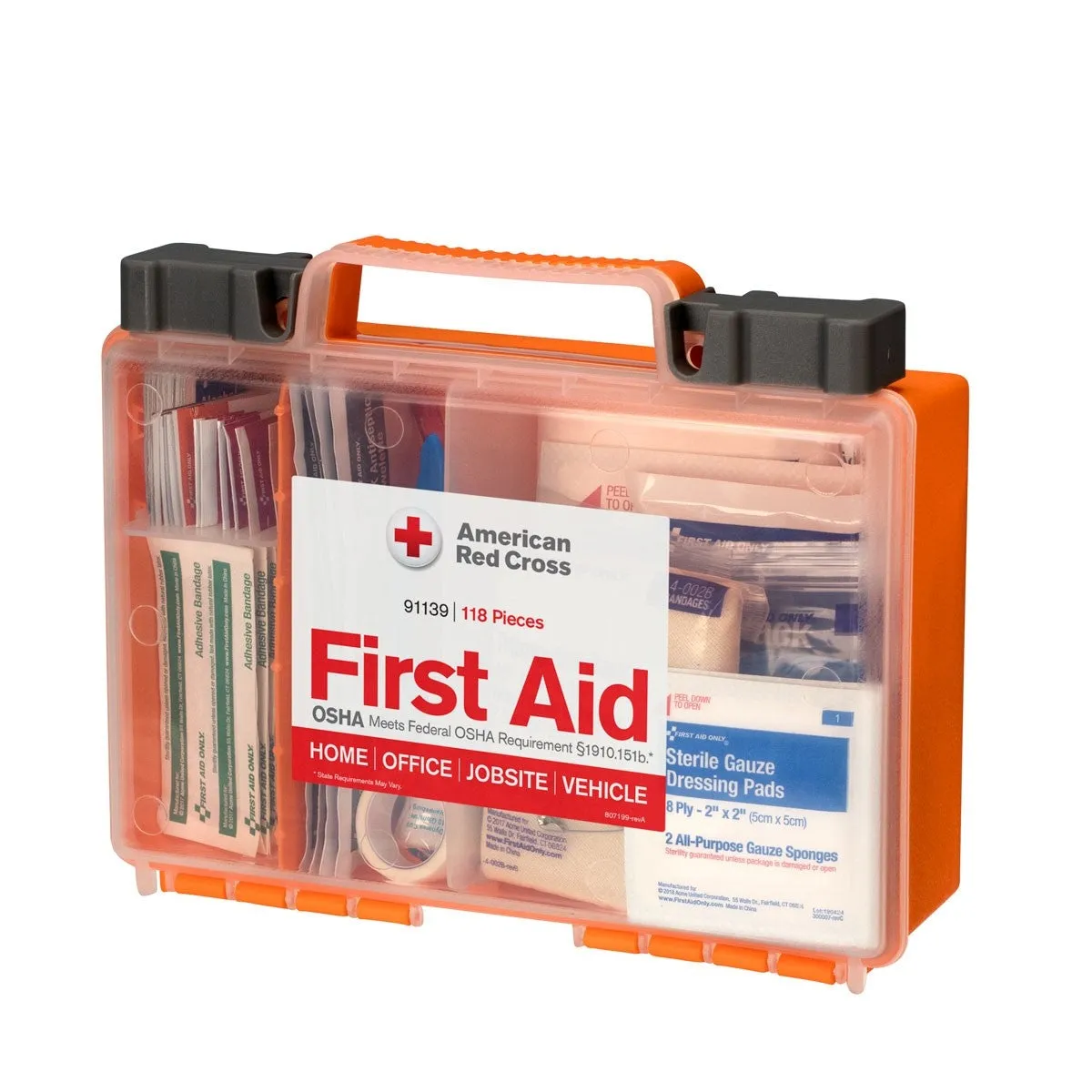 American Red Cross Clear Cover førstehjelpsskrin 118 deler 25 personer