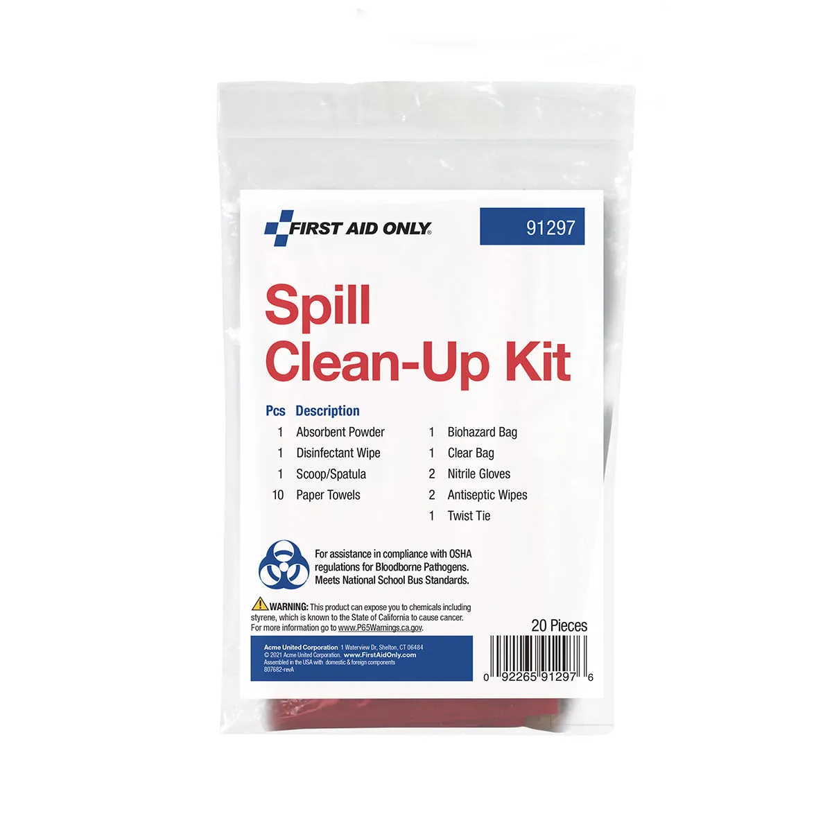 First Aid Only Bodily Fluid Spill Clean Up sett 20 deler