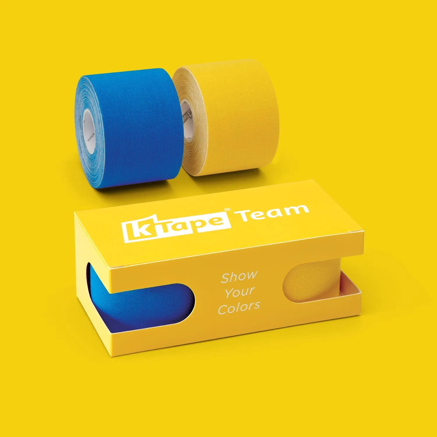 K-tape Team kinesiologitape sport blå gul 2 x 5 m