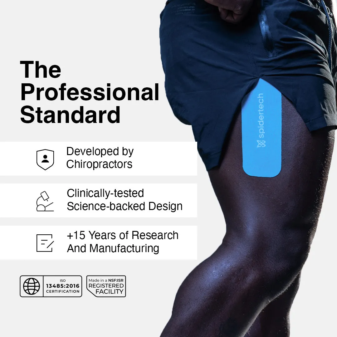 SpiderTech Pro Hip kinesiologitape blå 2-pakning ferdigkuttet