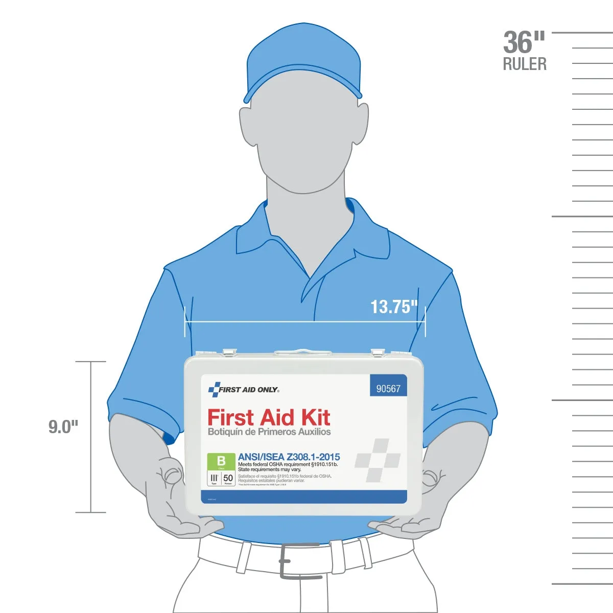 First Aid Only 50 Person ANSI B førstehjelpsskrin metall