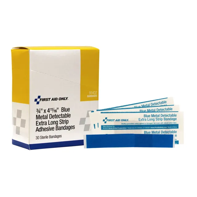 First Aid Only Extra Long Strip blå plaster metall 30 stk