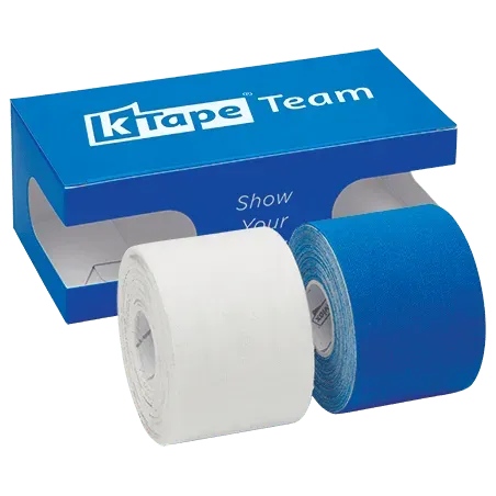 K-tape Team White & Sport Blue kinesiologitape 2x5 m blå lateksfri