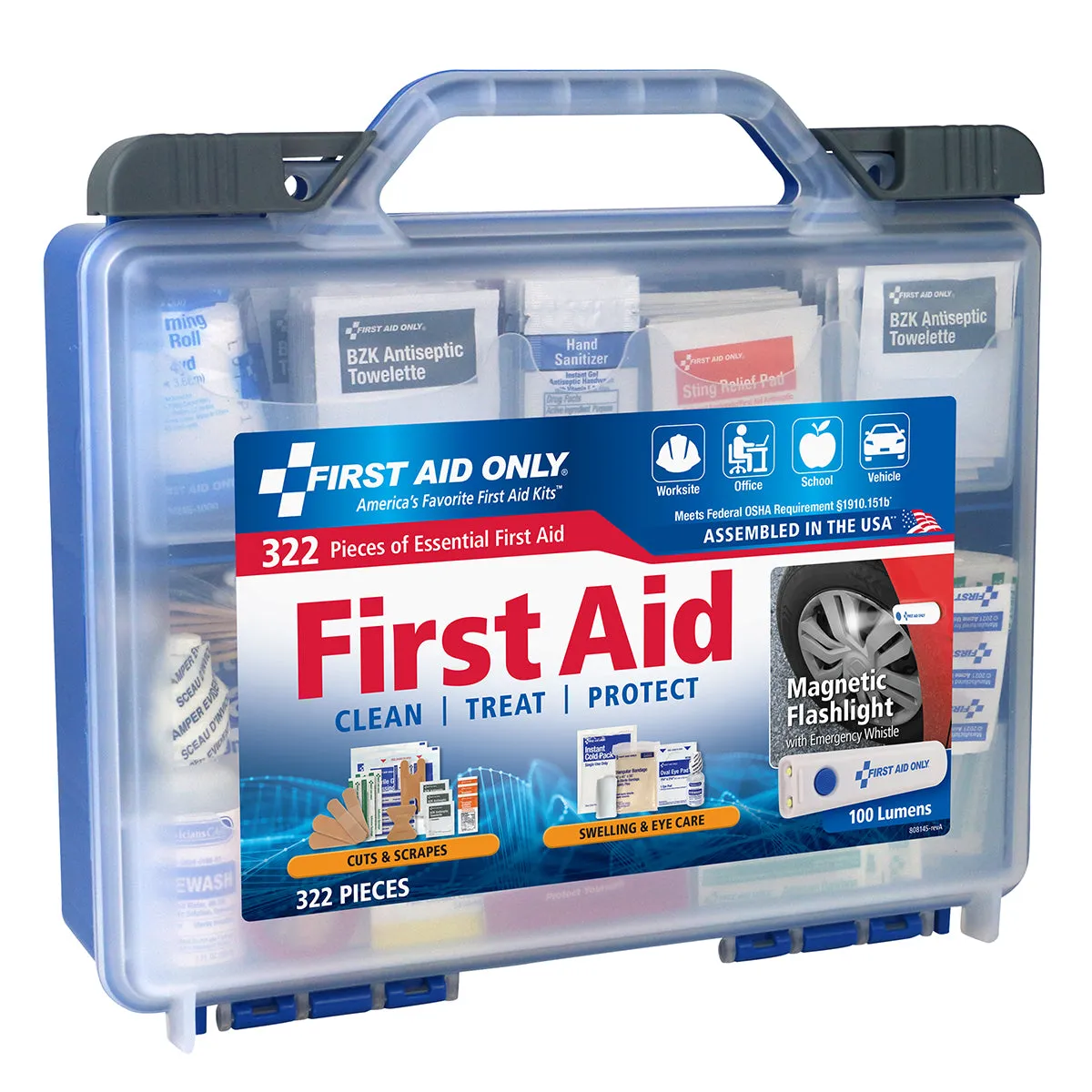 First Aid Only 50-personers førstehjelpsskrin 322 deler lampe