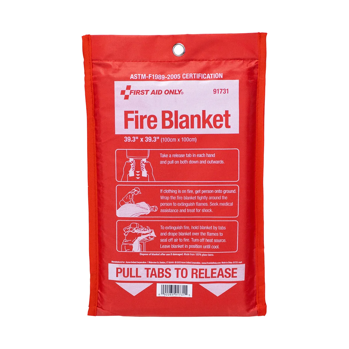 First Aid Only Fire Blanket brannteppe 100x100 cm glassfiber