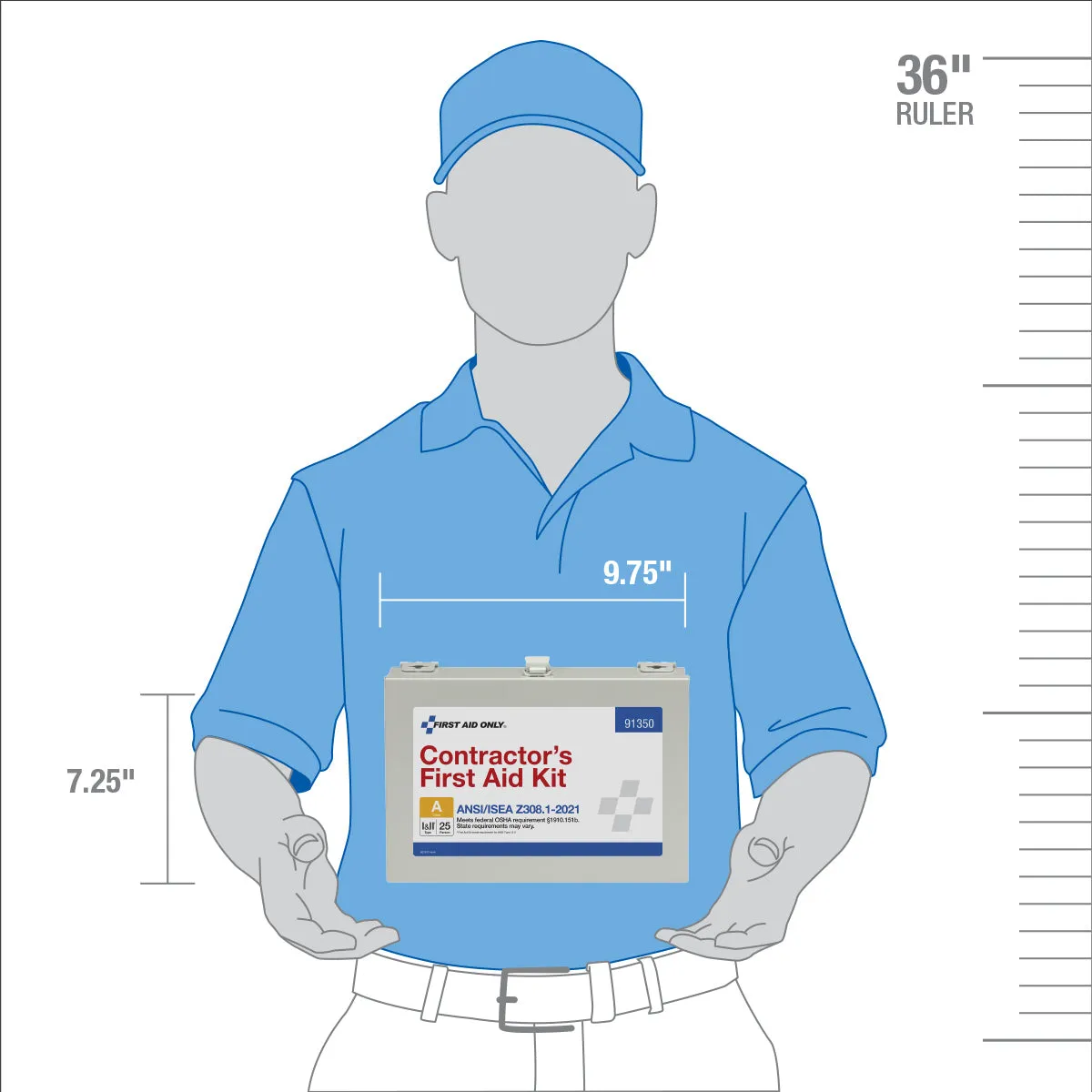 First Aid Only 25 Person ANSI A førstehjelpsskrin 181 deler metall