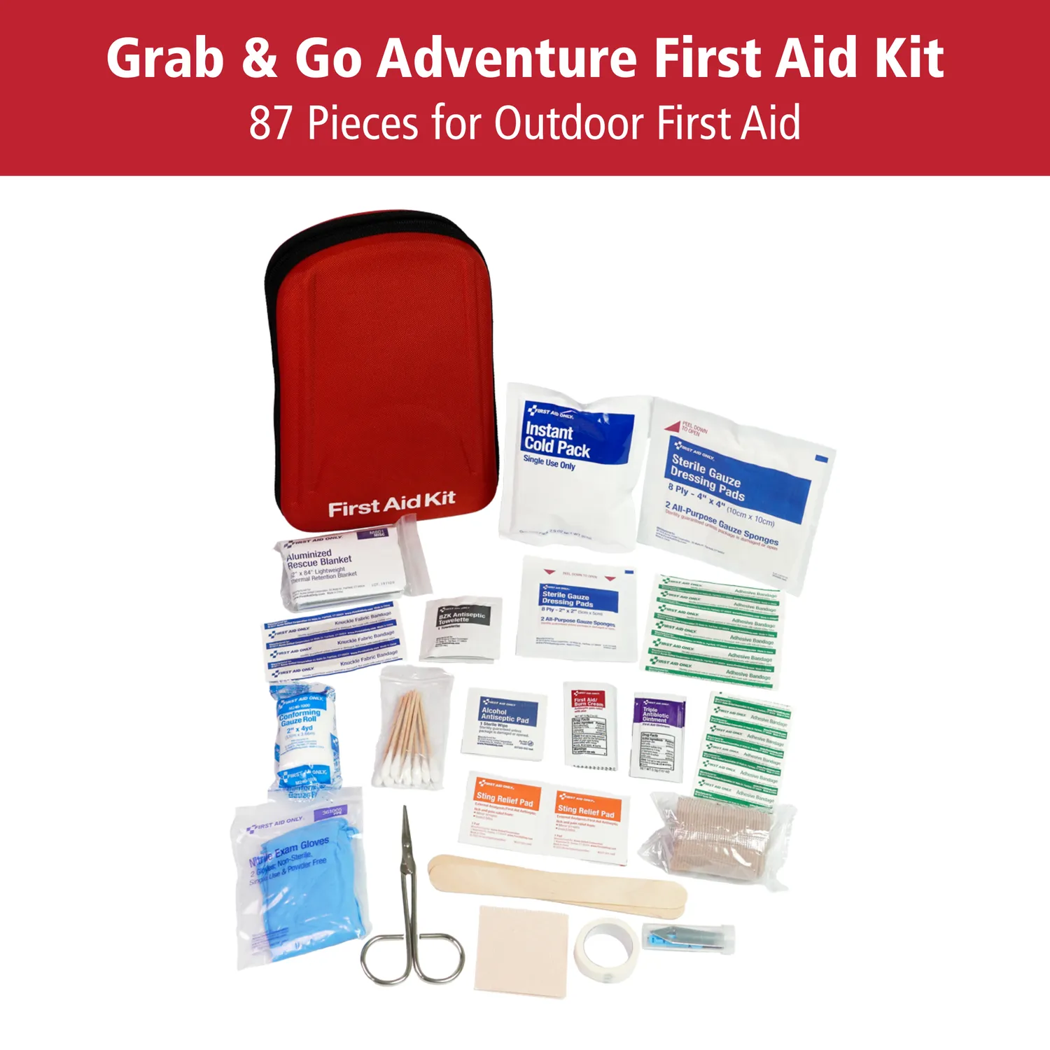 First Aid Only Pac-Kit Grab & Go Adventure førstehjelpssett 87 deler