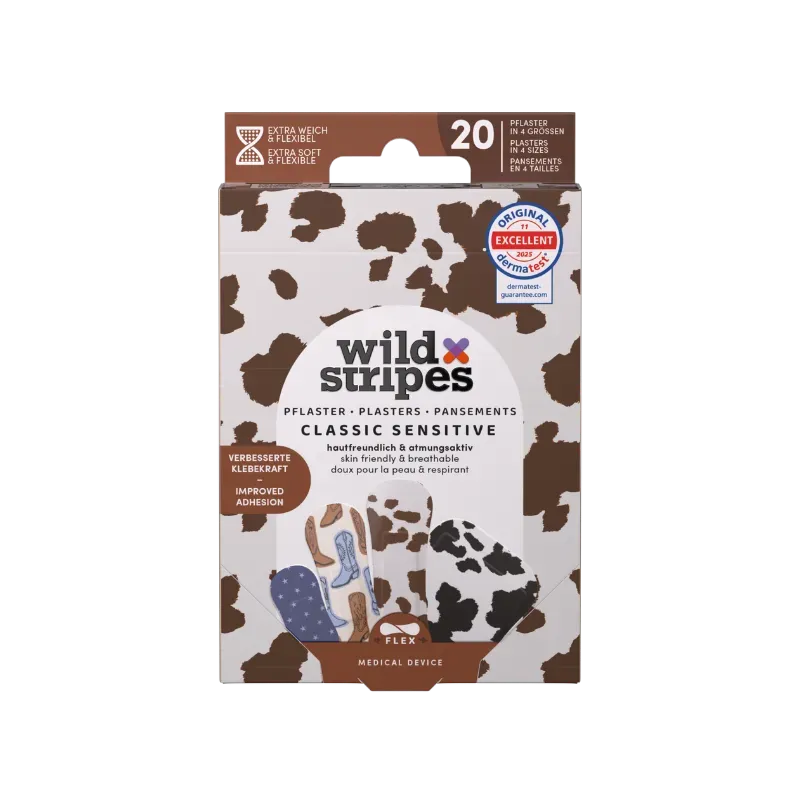 Wild Stripes Rodeo Ranch plaster cow-print 20-pk sensitiv