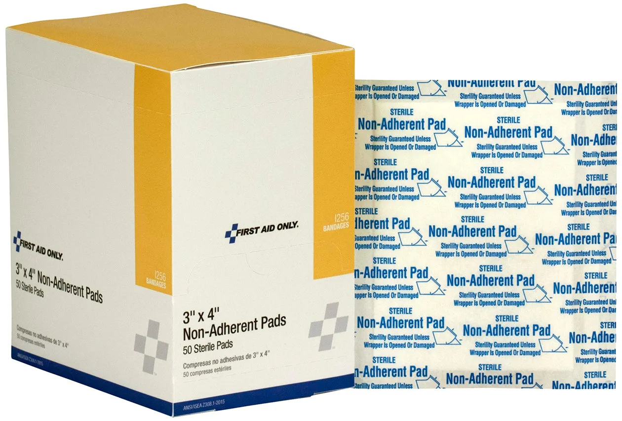 First Aid Only 3x4 Non-Adherent sårkompress 50 stk skånsom