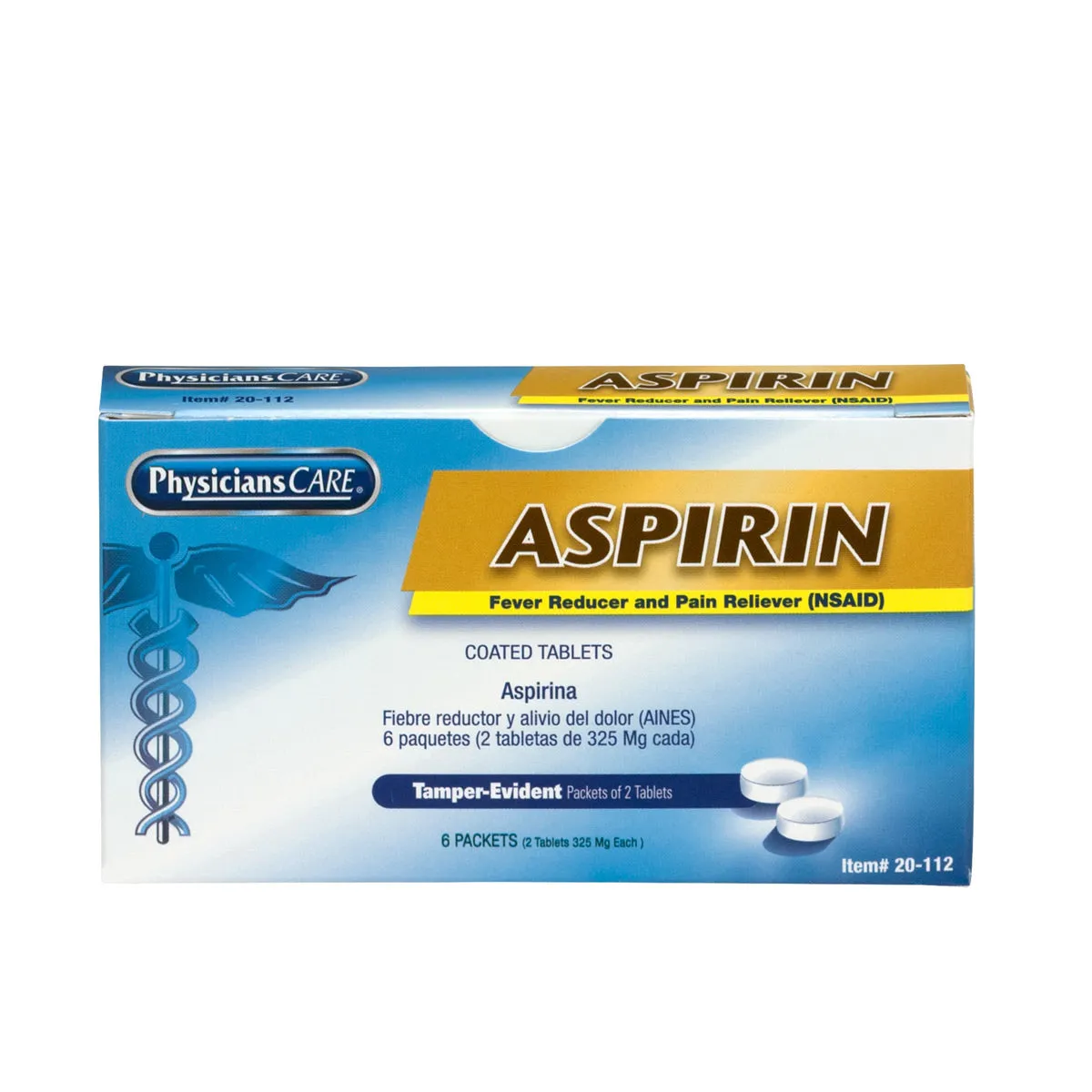 First Aid Only PhysiciansCare Aspirin tabletter 6x2 stk smertestillende