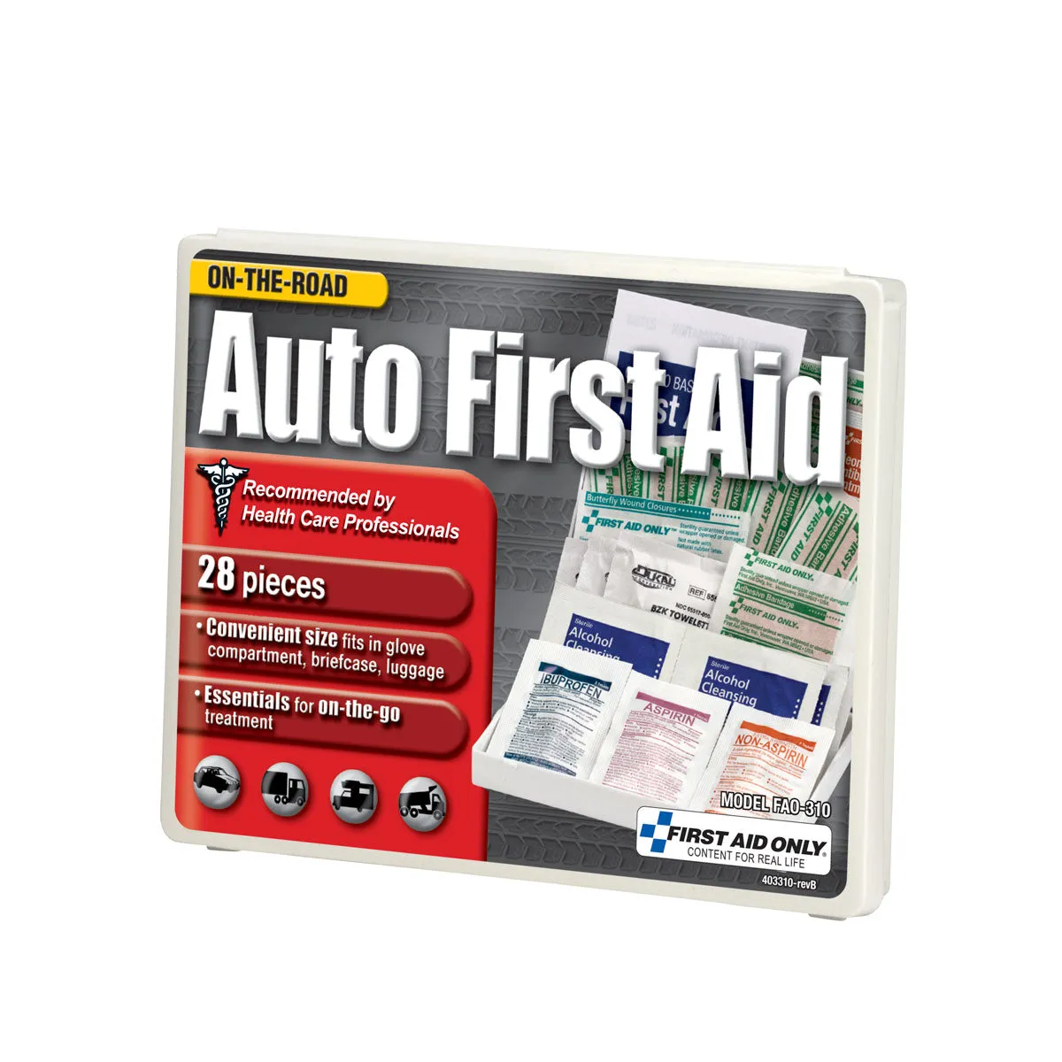 First Aid Only Vehicle førstehjelpssett 28 deler bil plastskrin