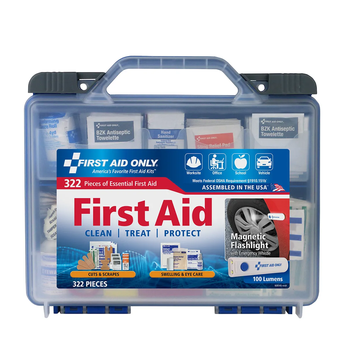 First Aid Only 50-personers førstehjelpsskrin 322 deler lampe