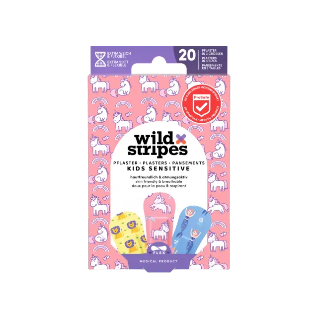 Wild Stripes Kids Sensitive plaster fantasy 20-pk enhjørning