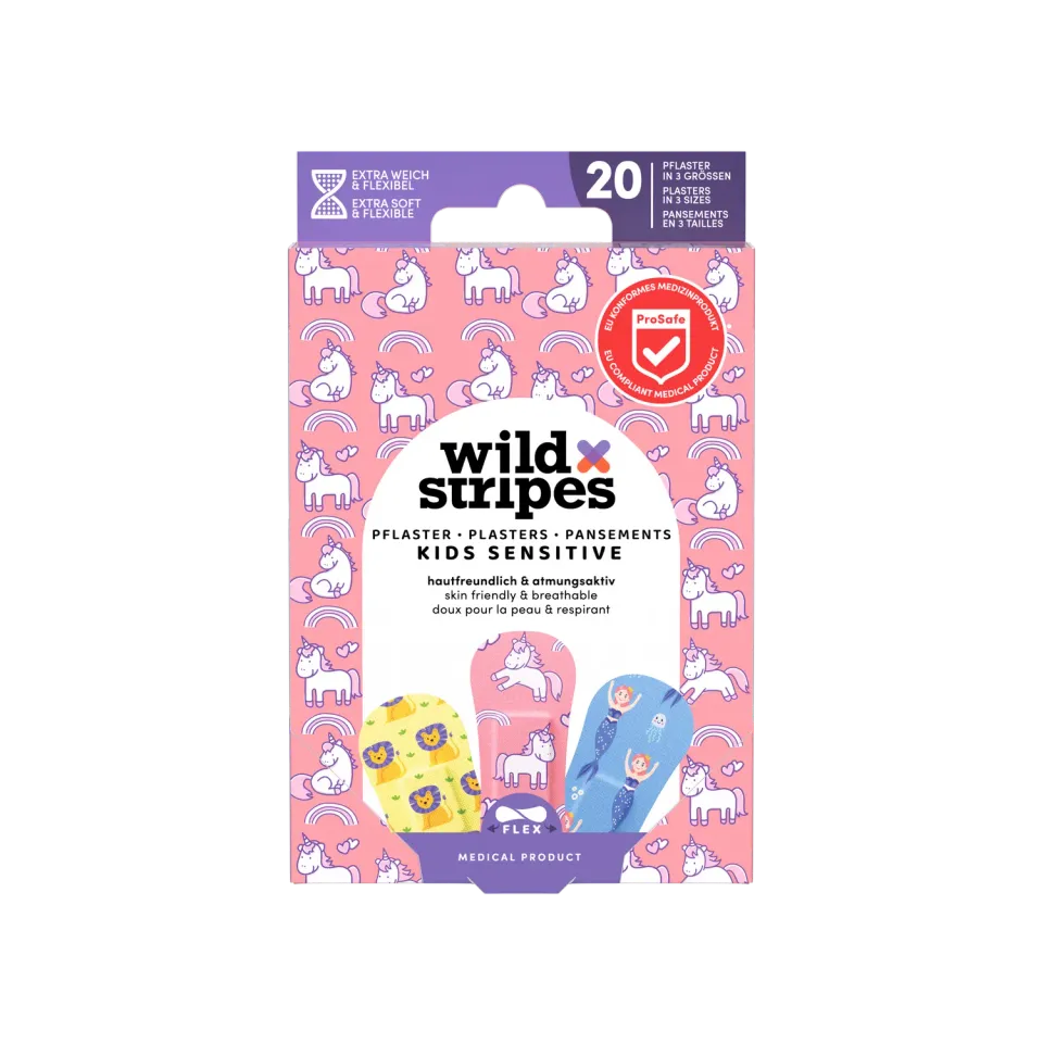 Wild Stripes Kids Sensitive plaster fantasy 20-pk enhjørning