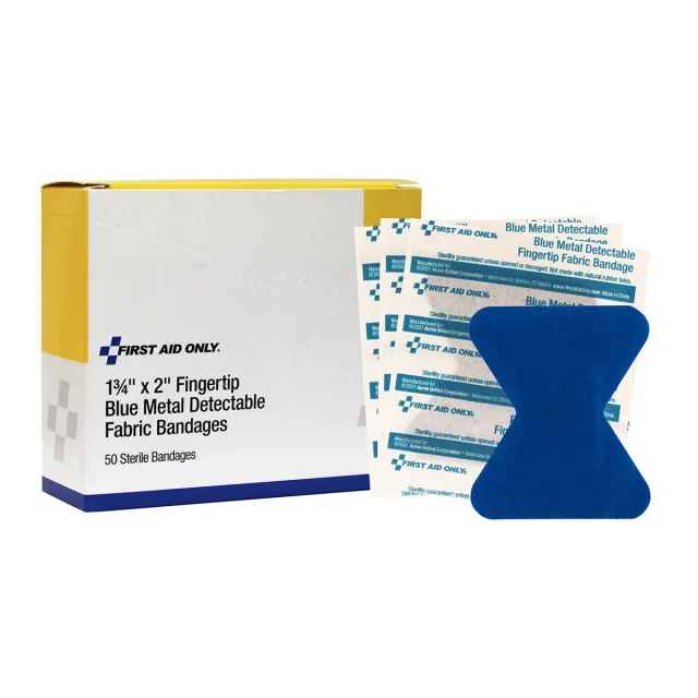 First Aid Only Fingertip Blue Metal Detectable plaster 50 stk blå