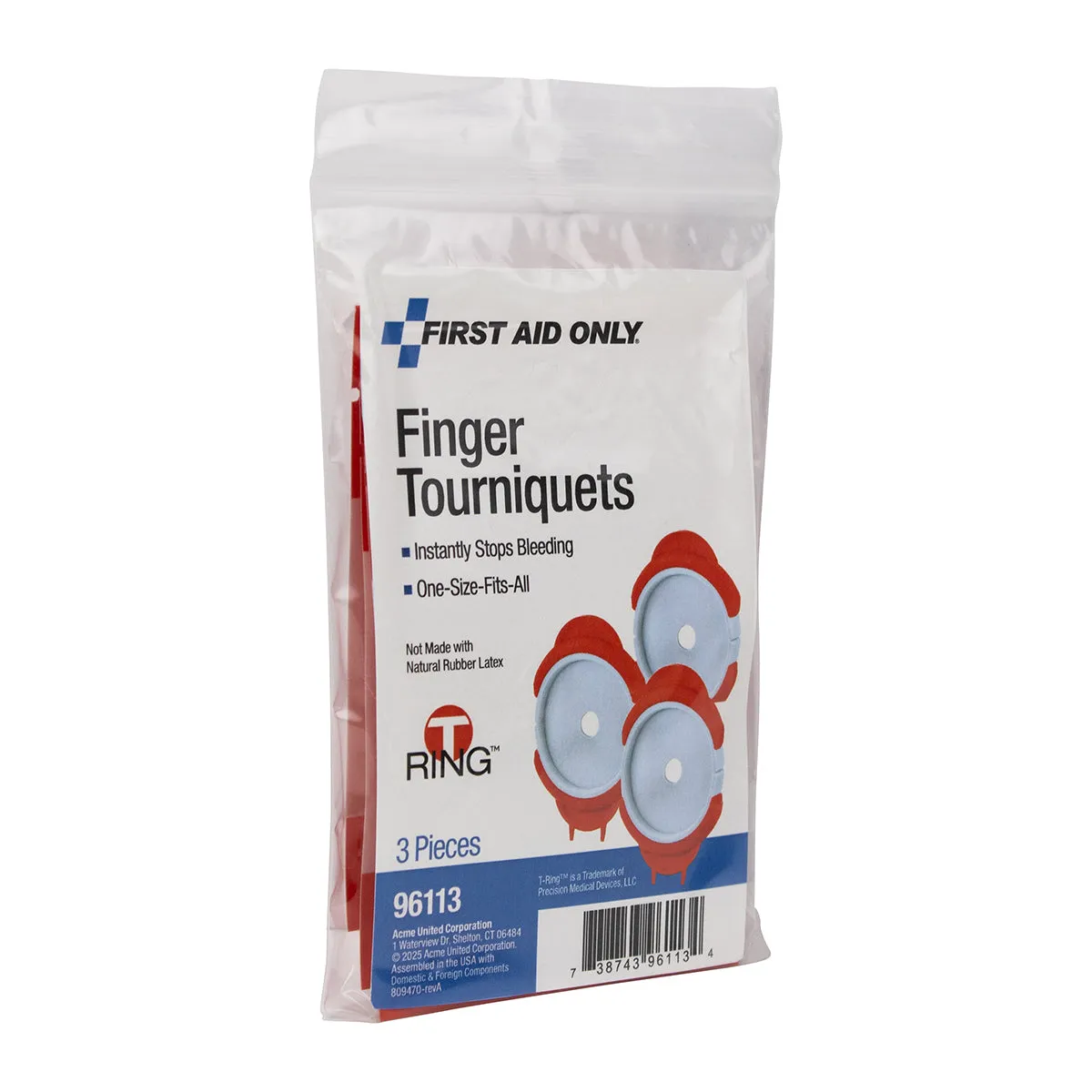 First Aid Only T-Ring fingertourniquet 3-pakning onesize