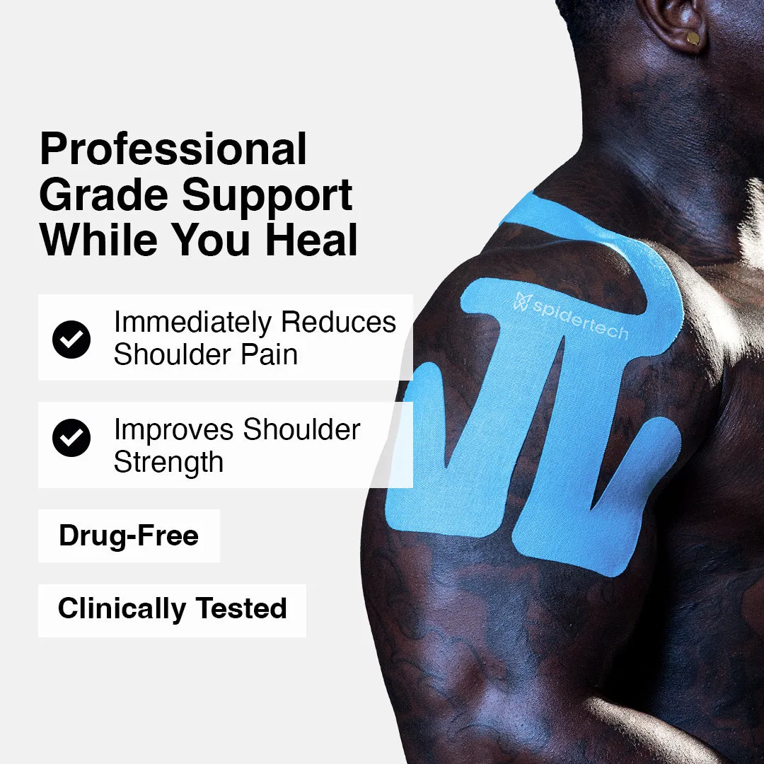 SpiderTech Pro Shoulder kinesiologitape høyre blå 2-pakning