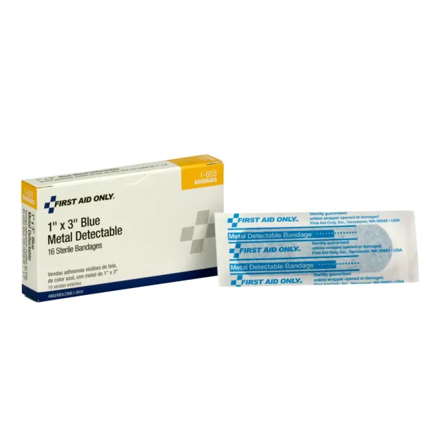 First Aid Only plaster stoff blå 2,5x7,6 cm 16 stk