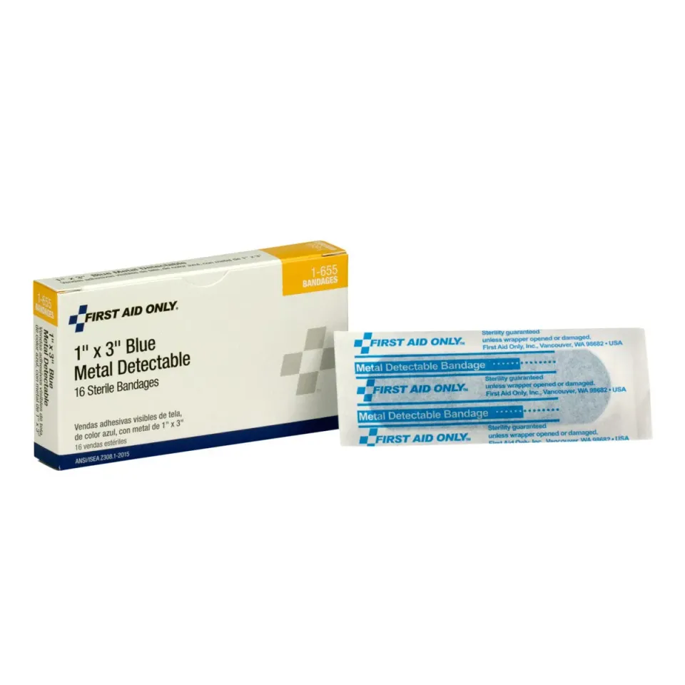 First Aid Only plaster stoff blå 2,5x7,6 cm 16 stk