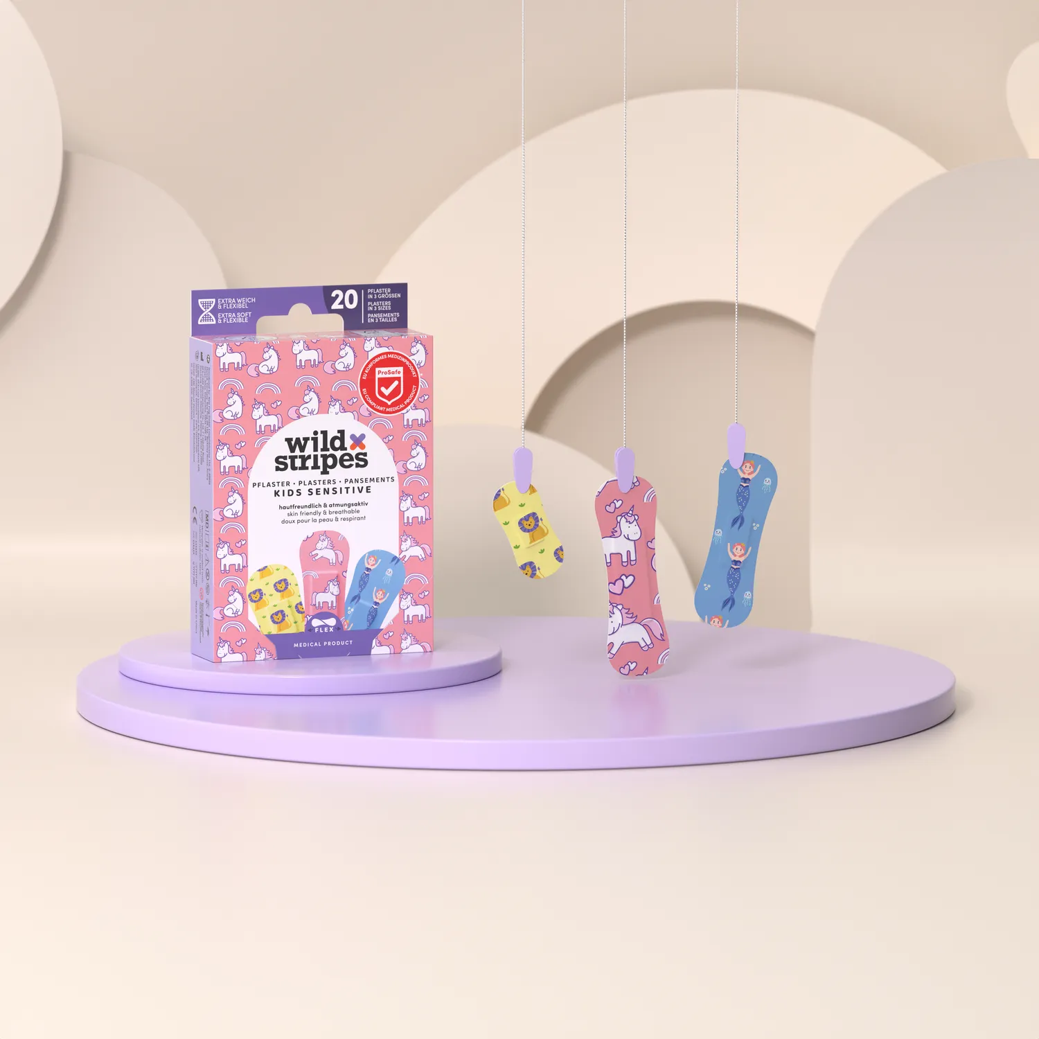 Wild Stripes Kids Sensitive plaster fantasy 20-pk enhjørning