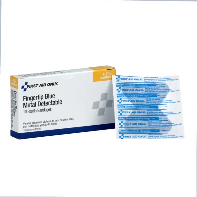 First Aid Only Blue Metal Detectable Fabric Fingertip plaster blå 10 stk