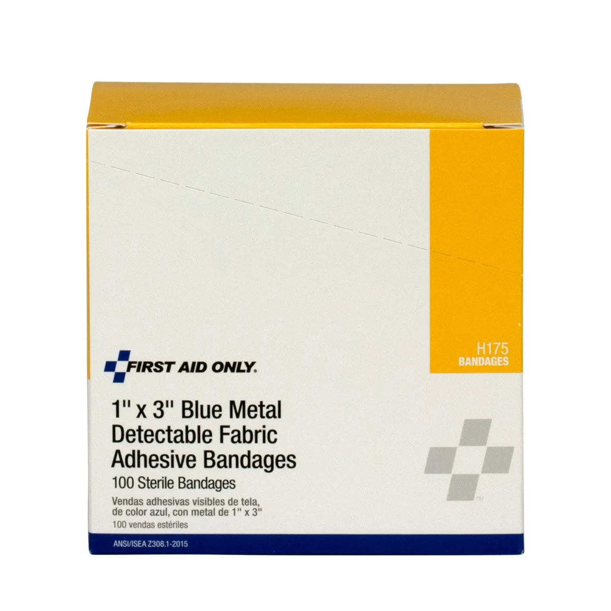 First Aid Only 1x3" blå plaster metalldetekterbar 100 stk stoff