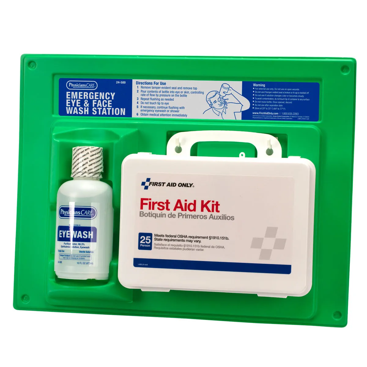 First Aid Only Single 16 oz øyeskyllestasjon + sett 25 personer