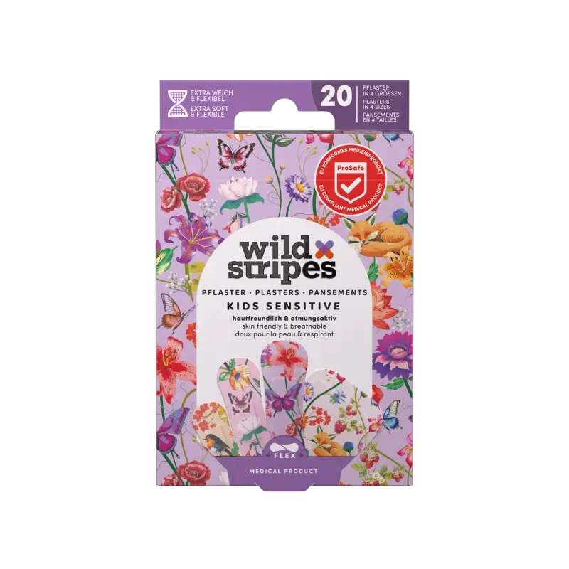 Wild Stripes Kids Sensitive plaster garden 20-pk barn
