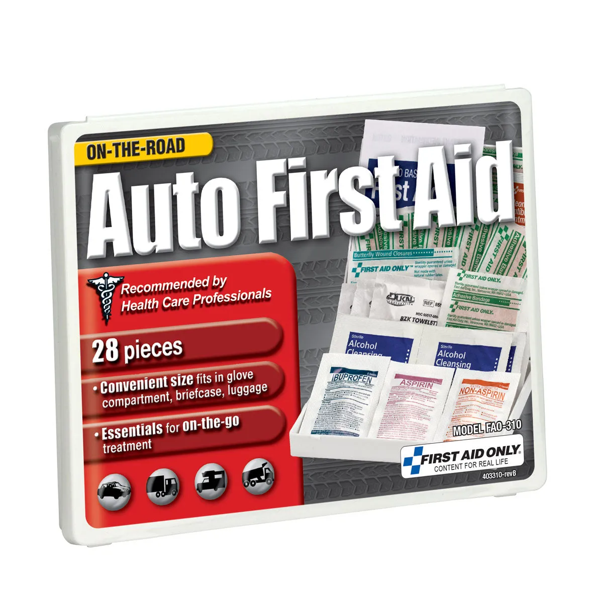 First Aid Only Vehicle førstehjelpssett 28 deler bil plastskrin