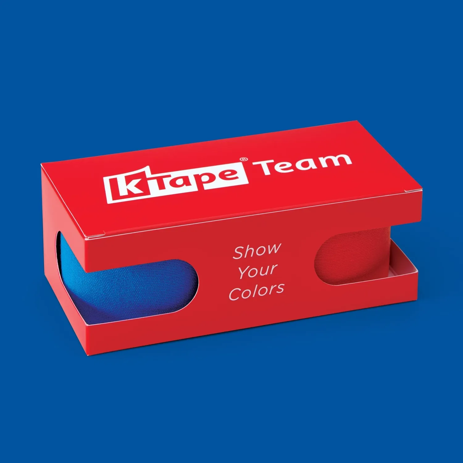 K-Tape Team Sport Blue/Sport Red kinesiologitape 2 x 5 m vannbestandig