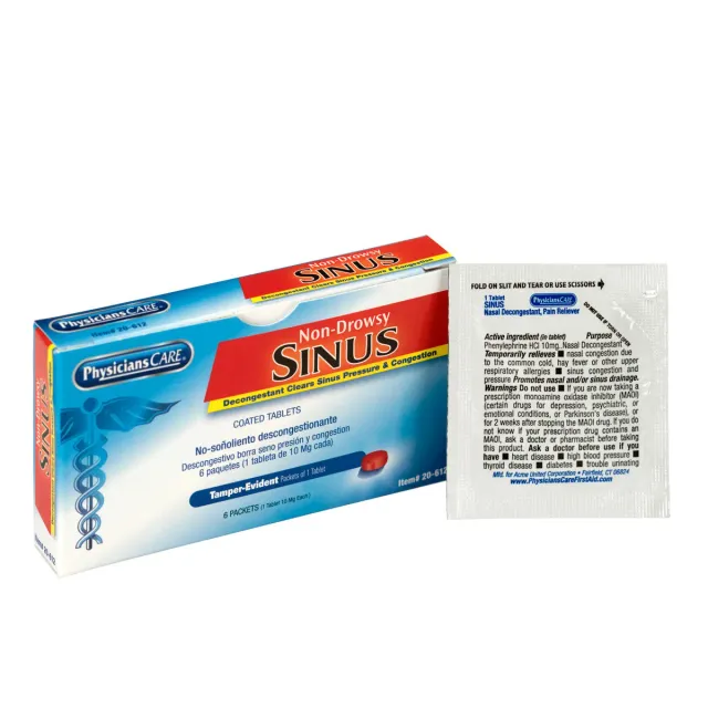 First Aid Only PhysiciansCare Sinus sinustabletter 6 stk