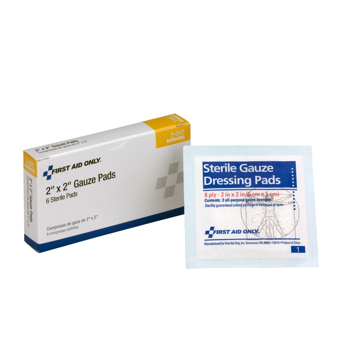 First Aid Only 2x2 sterile gasbind 6 stk