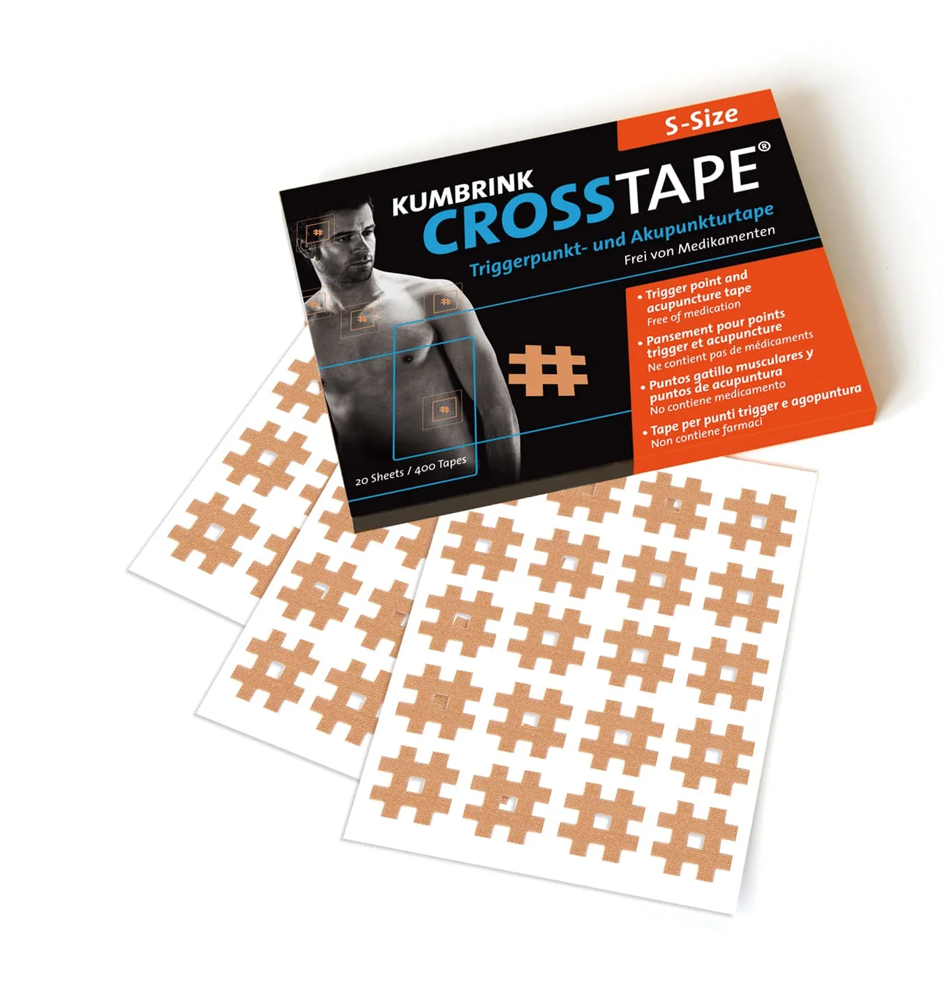 K-tape Crosstape S plaster 400 stk 15 mm triggerpunkt