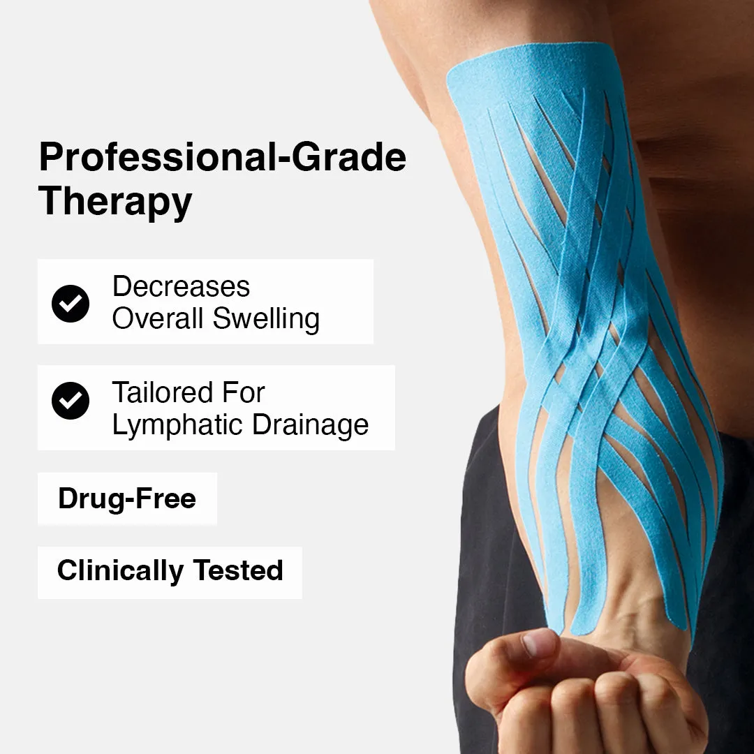 SpiderTech Pro Fan kinesiologitape blå 4-pakning lymfe