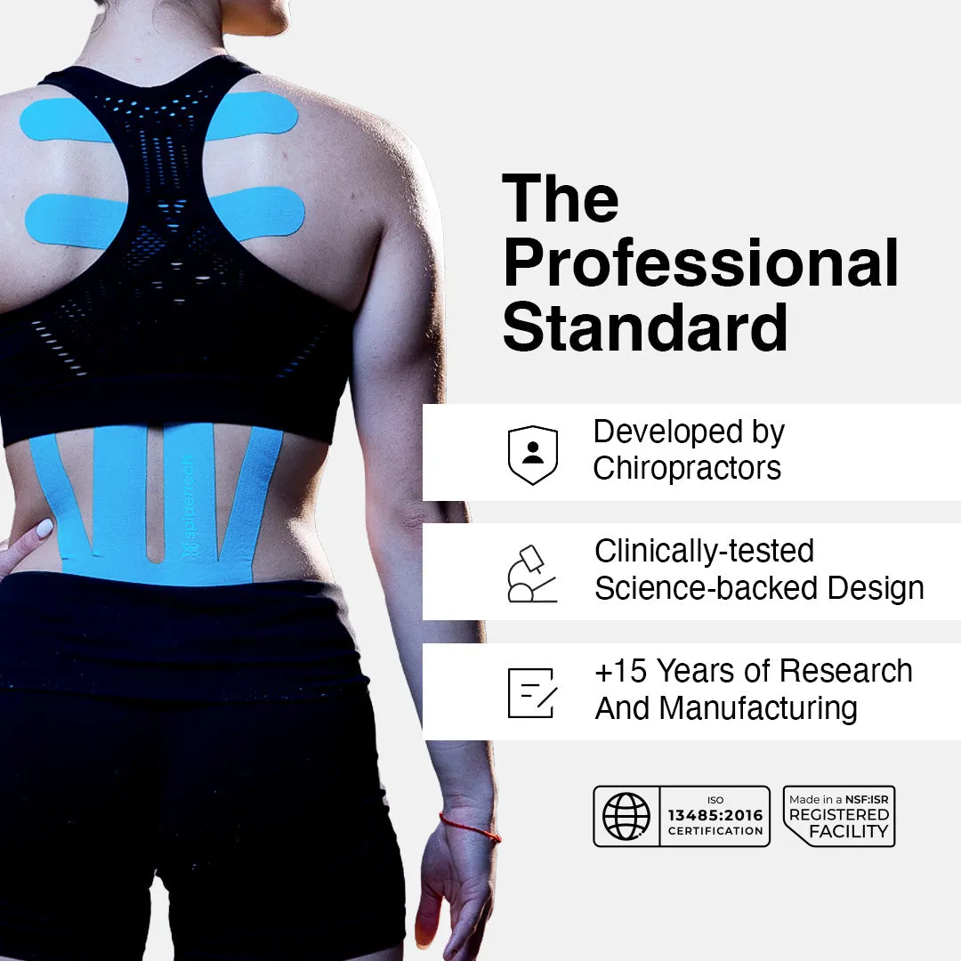 SpiderTech Pro Lower Back kinesiologitape blå 2-pakning rygg