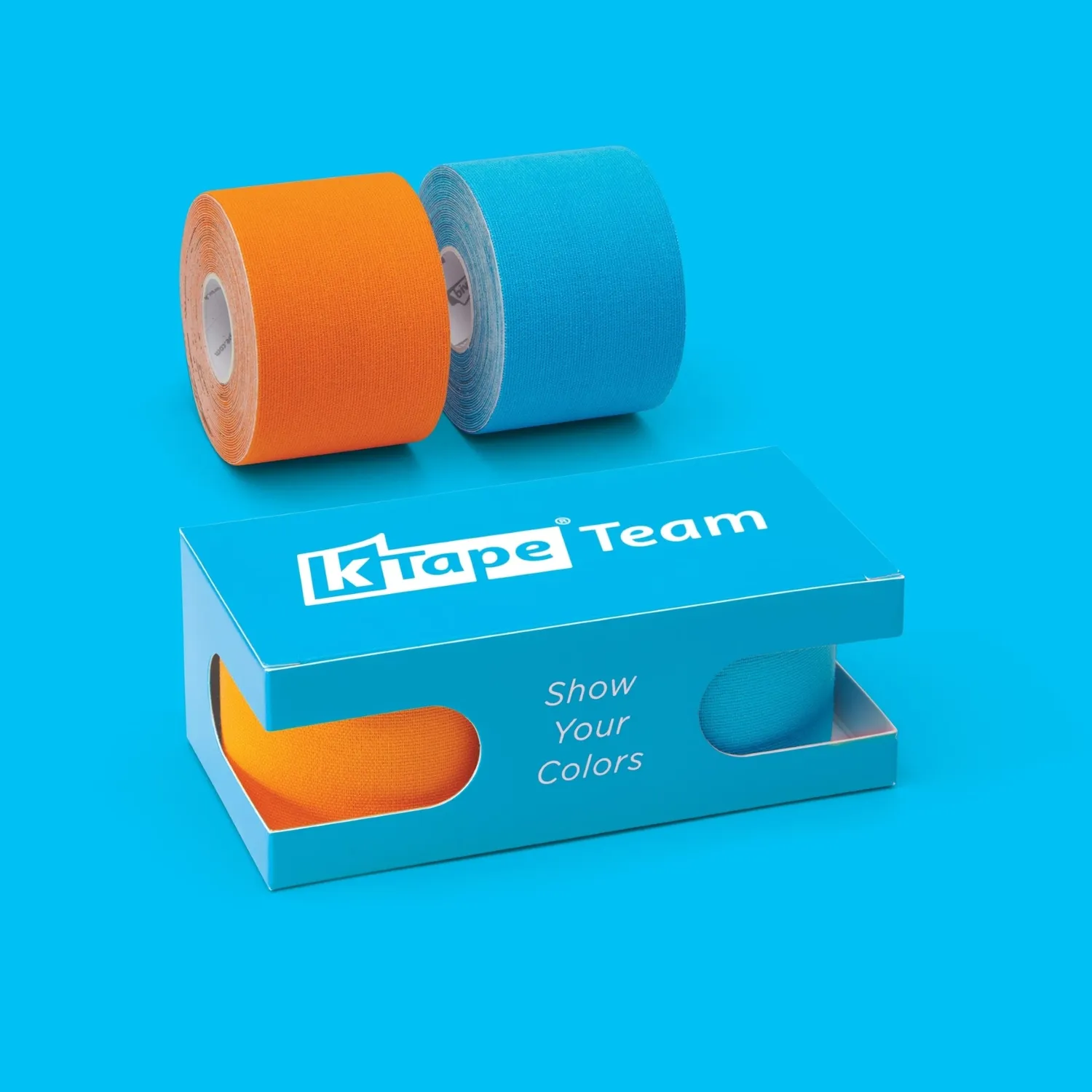 K-tape Team kinesiologitape 2x5cmx5m orange og blå