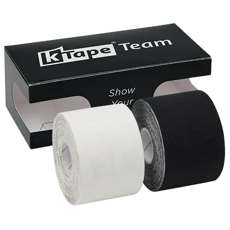 K-tape Team kinesiologitape hvit svart 2 x 5 m elastisk
