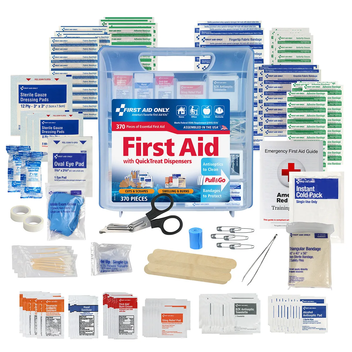 First Aid Only QuickTreat førstehjelpssett 370 deler for 50 personer