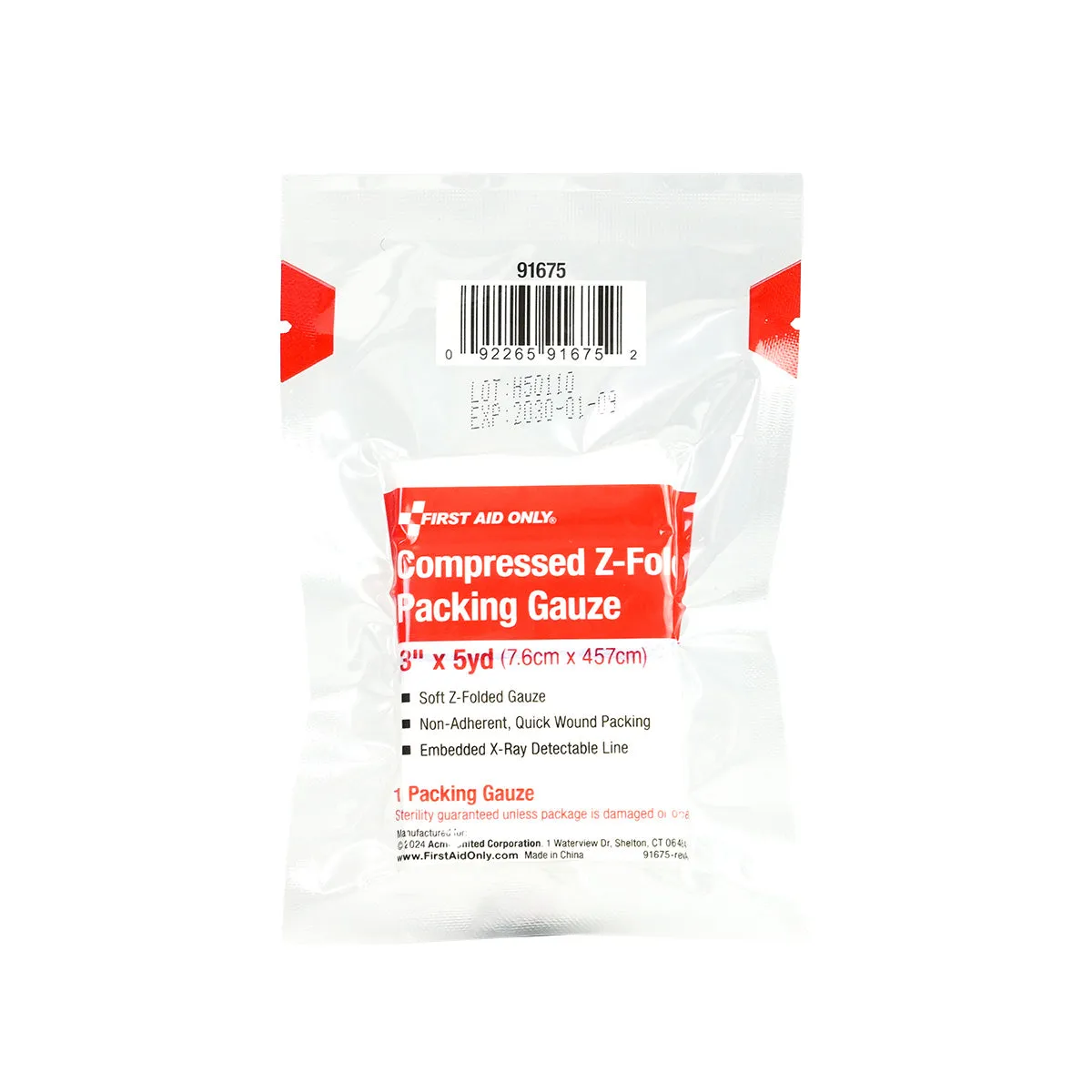First Aid Only Z-Fold packing gasbind 3"x5yd 4 stk røntgen