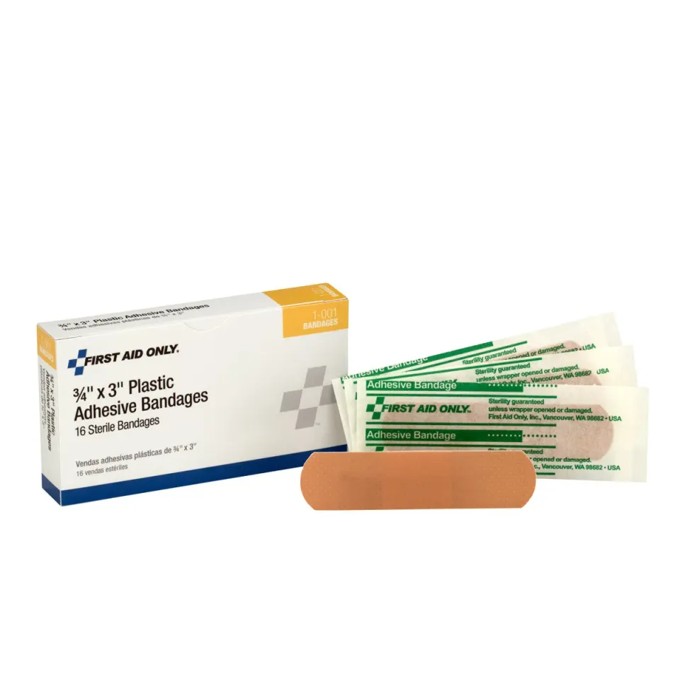 First Aid Only plaster 3/4" x 3" plast 16 stk pustende