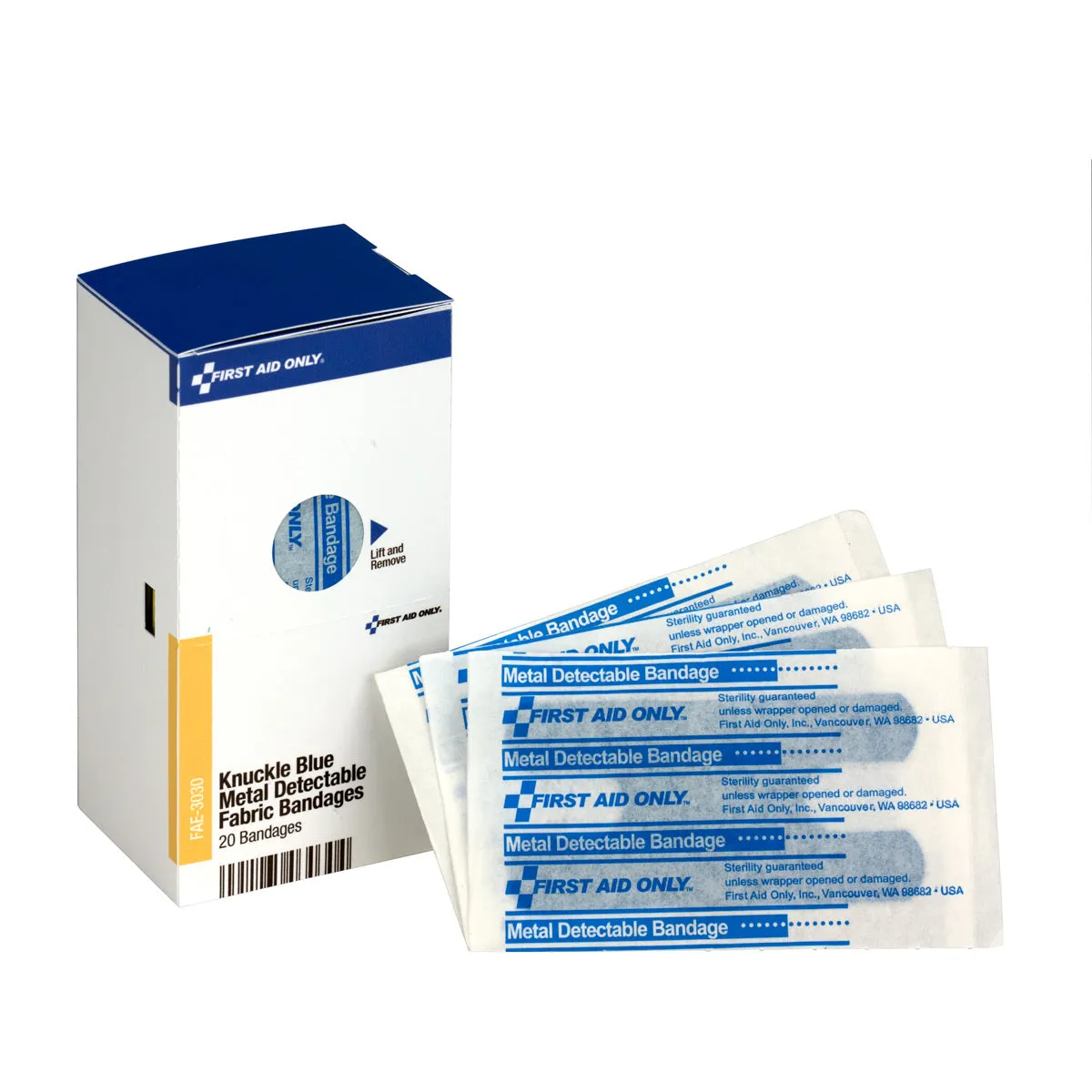 First Aid Only SmartCompliance knokeplaster blå metall 20 stk