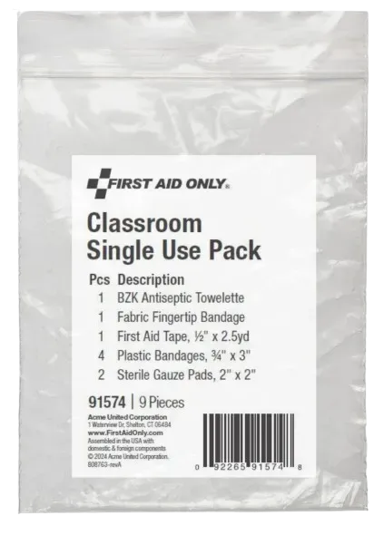 First Aid Only Classroom påfyllpakke engangs skole