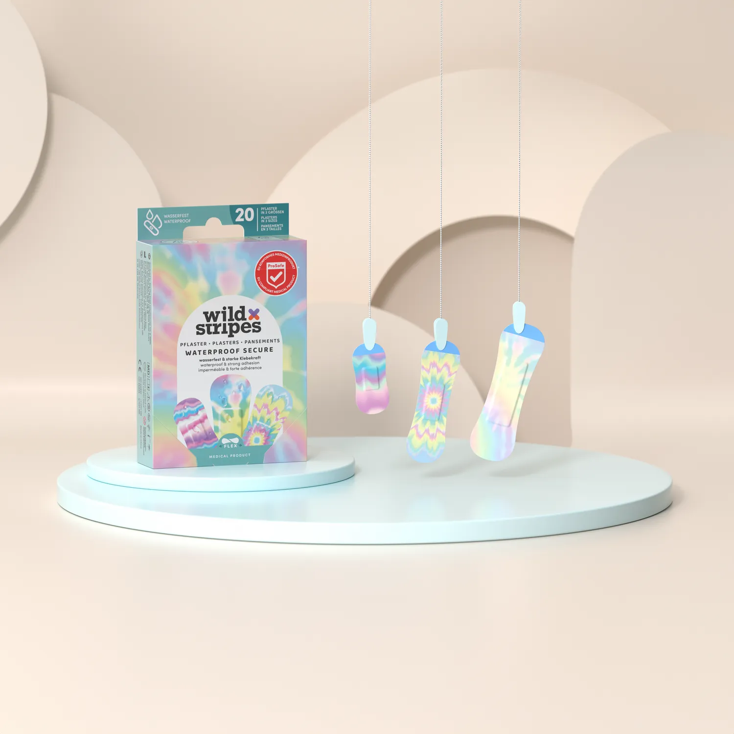 Wild Stripes Waterproof Secure Rainbow plaster 20 stk vanntett