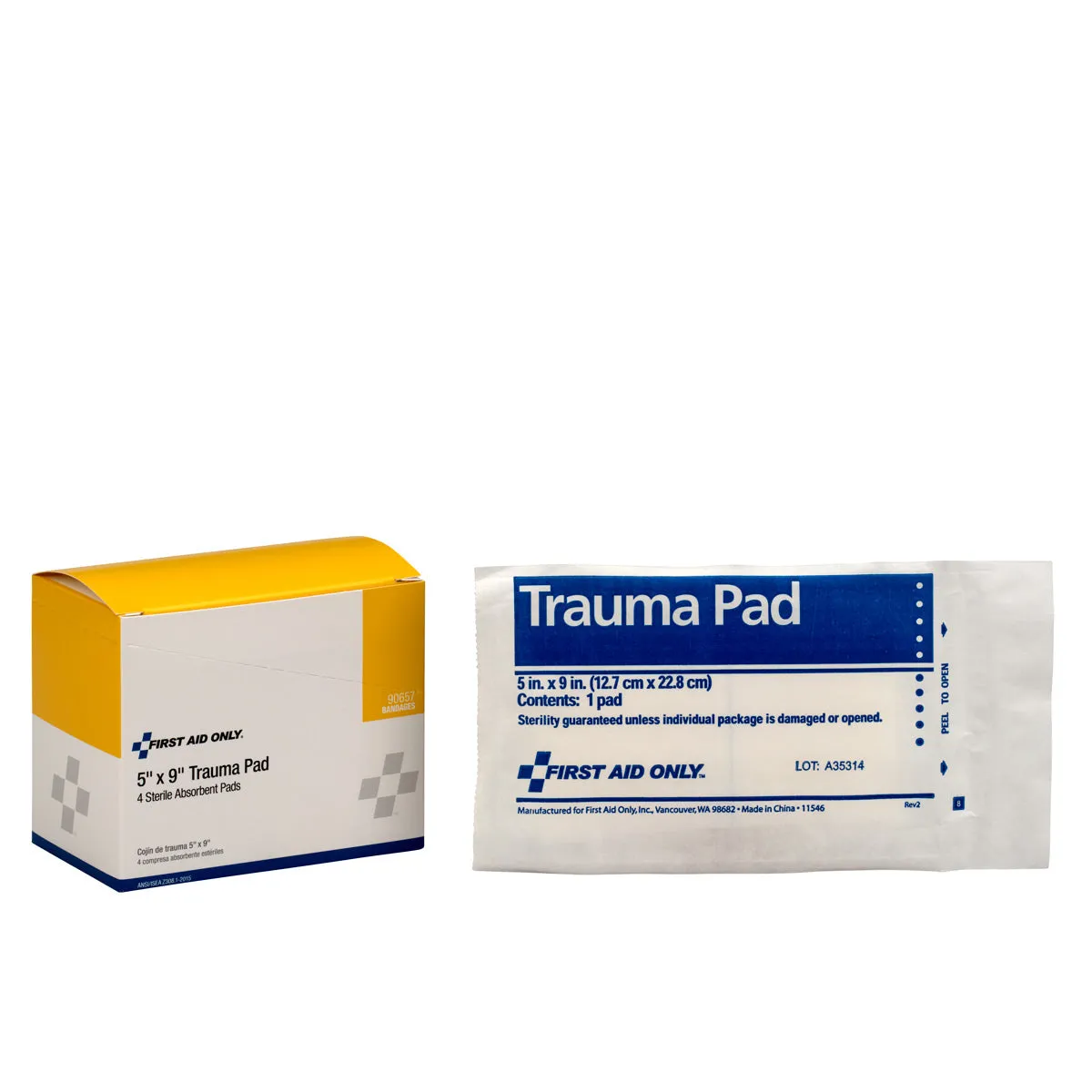 First Aid Only 5"x9" traumapad 4-pk steril absorberende