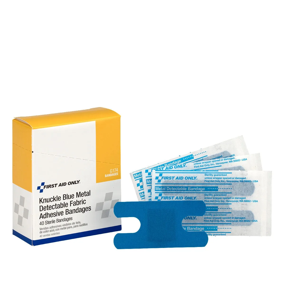 First Aid Only leddplaster metalldetekterbar blå 40 stk
