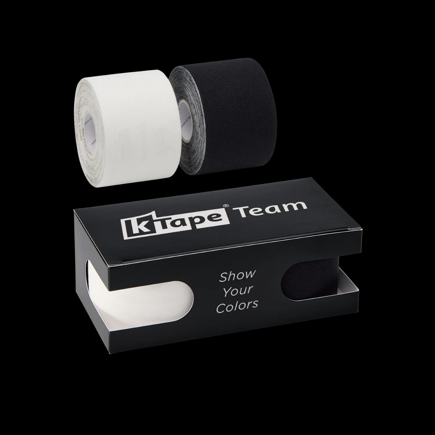 K-tape Team kinesiologitape hvit svart 2 x 5 m elastisk