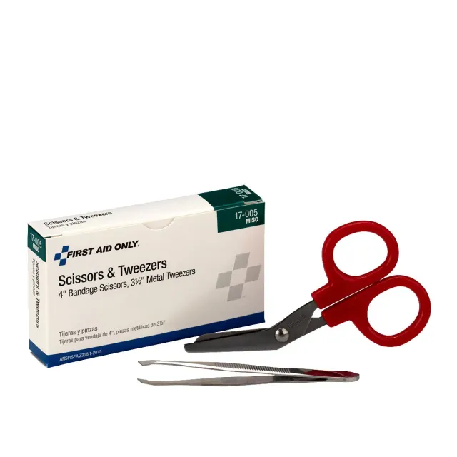 First Aid Only bandasjesaks og pinsett metallsett